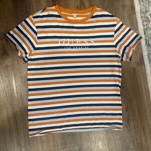 Guess Striped Tee in Orange, Navy, and White